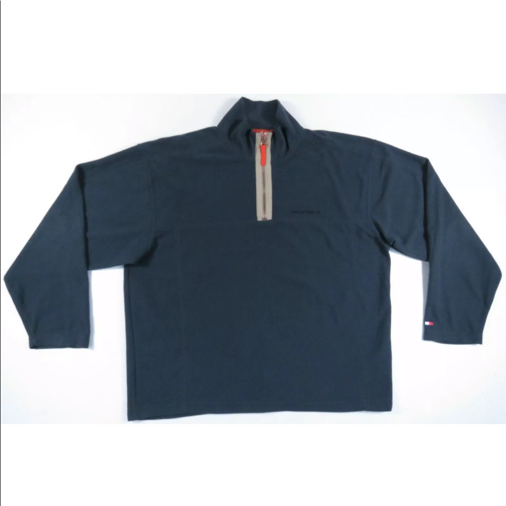 90s Tommy Hilfiger Spell Out 1/4 Zip Fleece Jacket